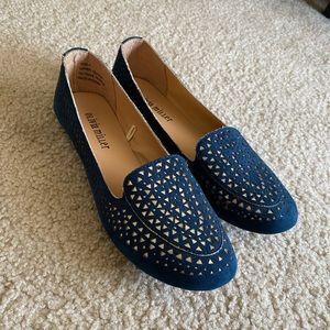 Blue and gold flats - size 7
